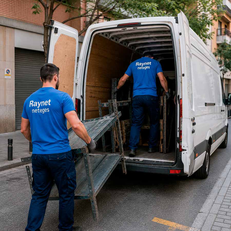 equipo-vaciado-de-naves-barcelona-cargando-furgoneta-raynet-neteges equipo-vaciado-de-naves-barcelona-cargando-furgoneta-raynet-neteges